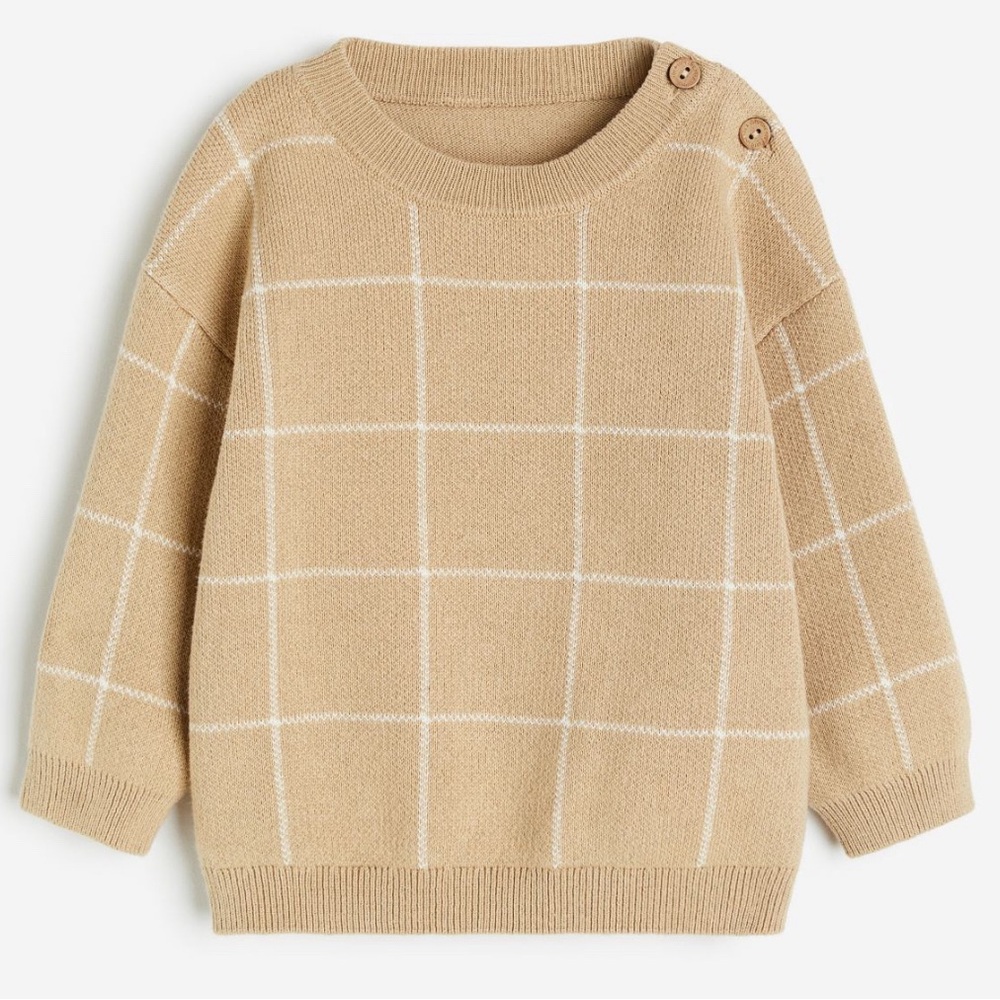 H&M Baby Jacquard Cotton Sweater with Button Detail
